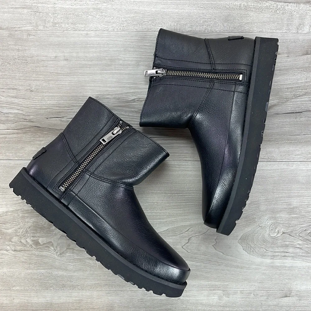 🌿UGG🌿 W DECONSTRUCTED MINI ZIP BLACK BOOTS - Picture 8 of 15